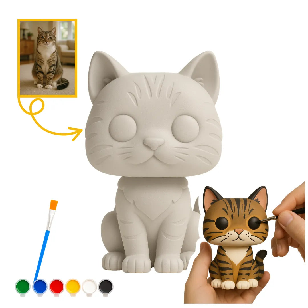 Boyanabilir Kedi Figürü - Kişiye Özel 3D Figür