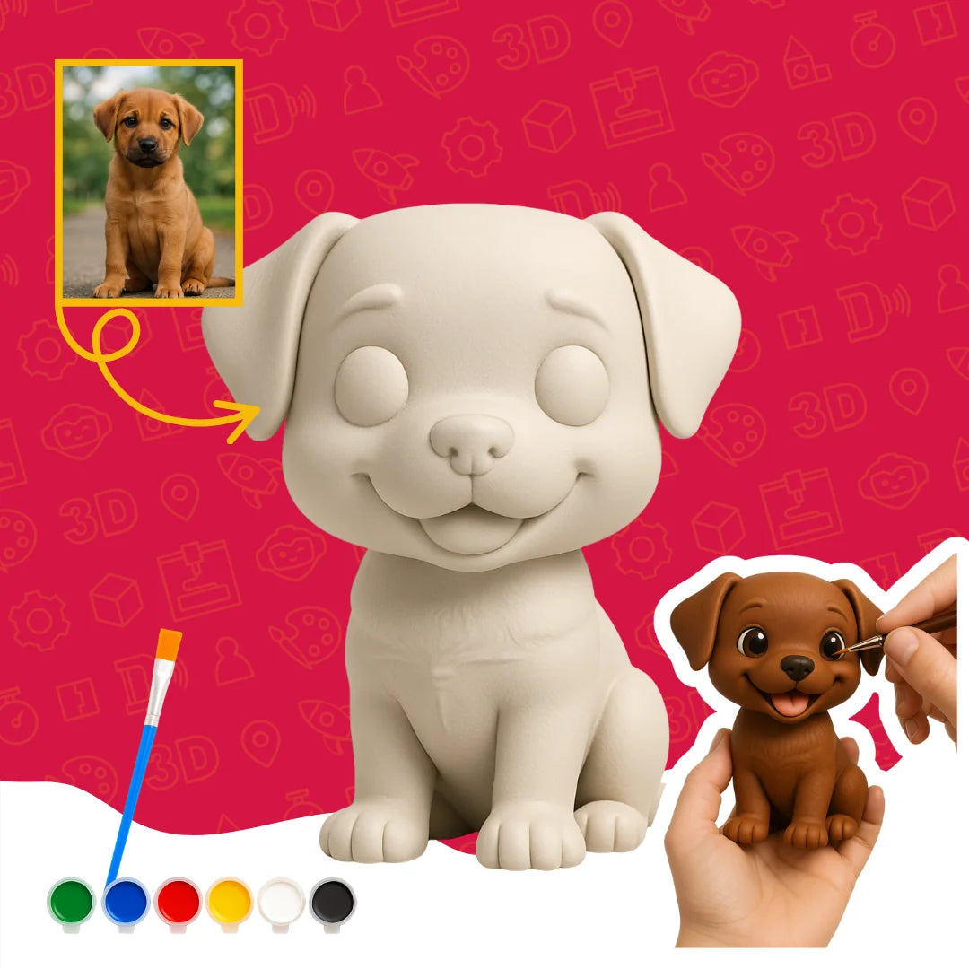 Boyanabilir Köpek Figürü - Kişiye Özel 3D Figür