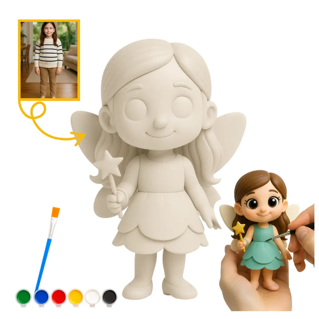 Boyanabilir Peri Kız Figürü - Çocuklar İçin Kişiye Özel 3D Figür
