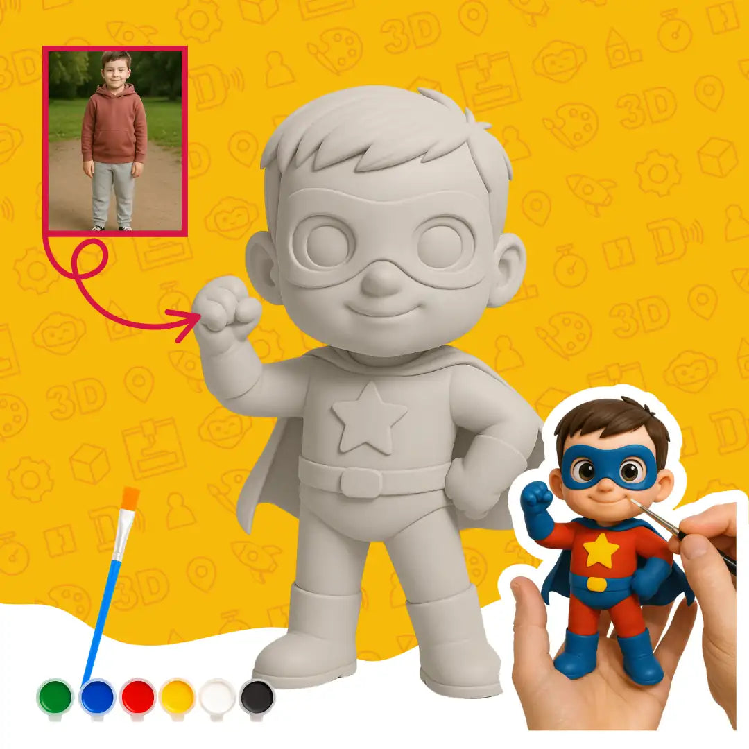 Boyanabilir Süper Kahraman Figürü - Çocuklar İçin Kişiye Özel 3D Figür