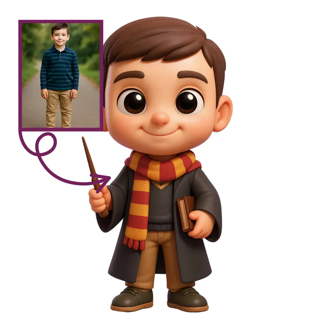 Büyücülük Okulu Çocuk Figürü - Çocuklar İçin Kişiye Özel 3D Figür