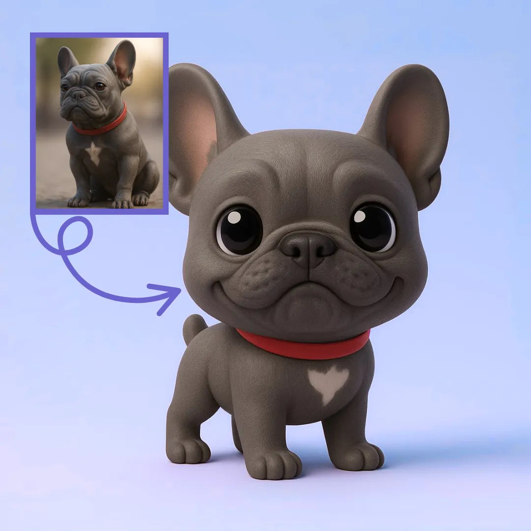 French Bulldog Köpek Figürü - Kişiye Özel 3D Figür