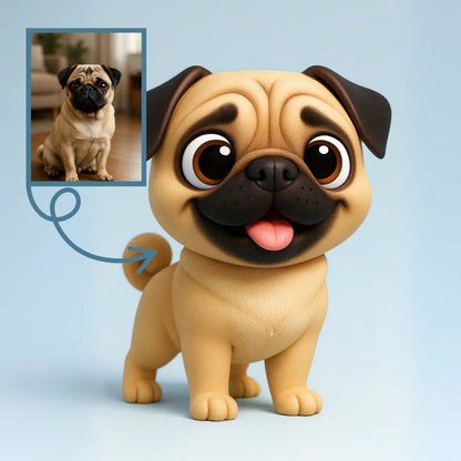 Pug Köpek Figürü - Kişiye Özel 3D Figür
