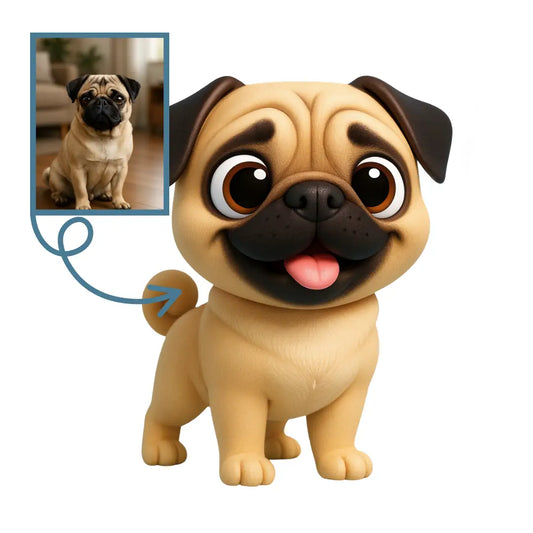 Pug Köpek Figürü - Kişiye Özel 3D Figür